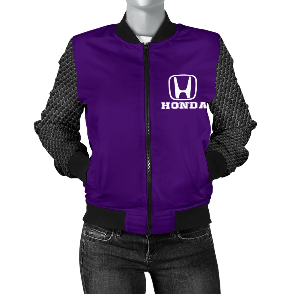 Honda Women's Bomber Jacket Purple - Famjoys Honda Women's Bomber Jacket Purple - Famjoys