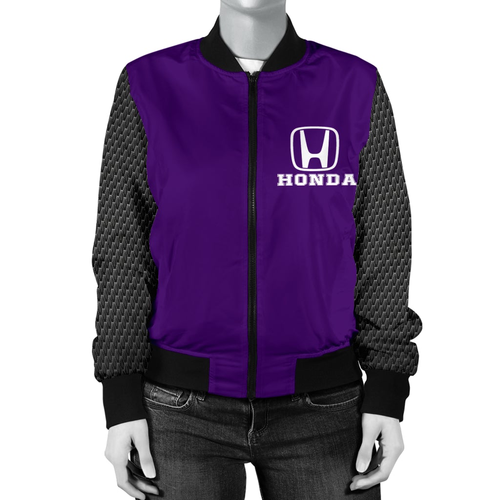 Honda Women's Bomber Jacket Purple - Famjoys Honda Women's Bomber Jacket Purple - Famjoys