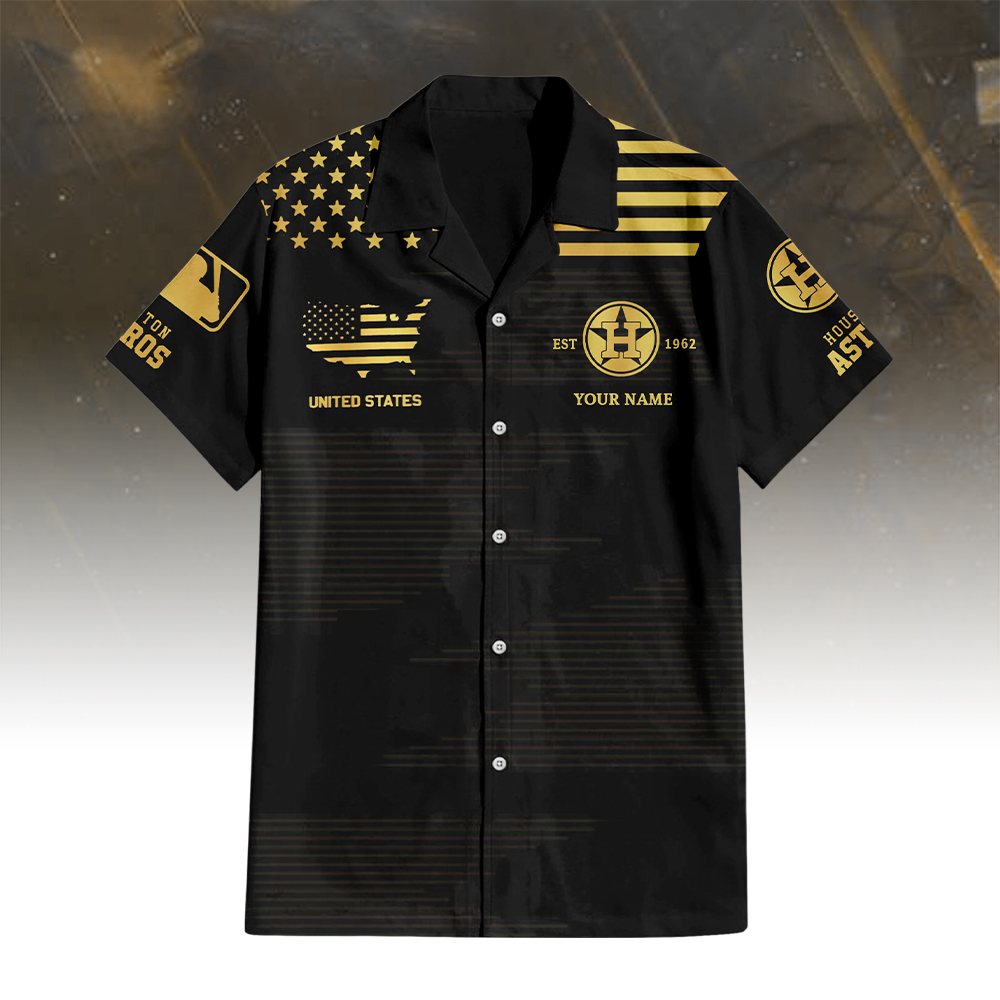 Houston Astros Golden Hawaiian Shirt - Famjoys Houston Astros Golden Hawaiian Shirt - Famjoys
