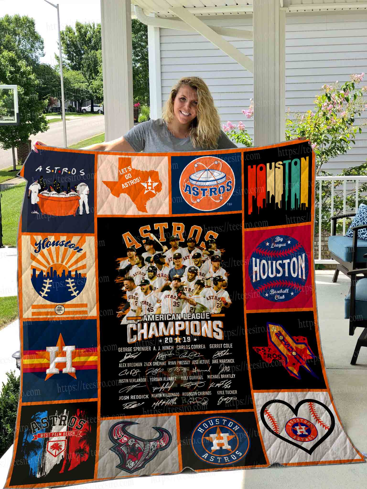 Houston Astros Quilt Blanket 01 - Famjoys Houston Astros Quilt Blanket 01 - Famjoys