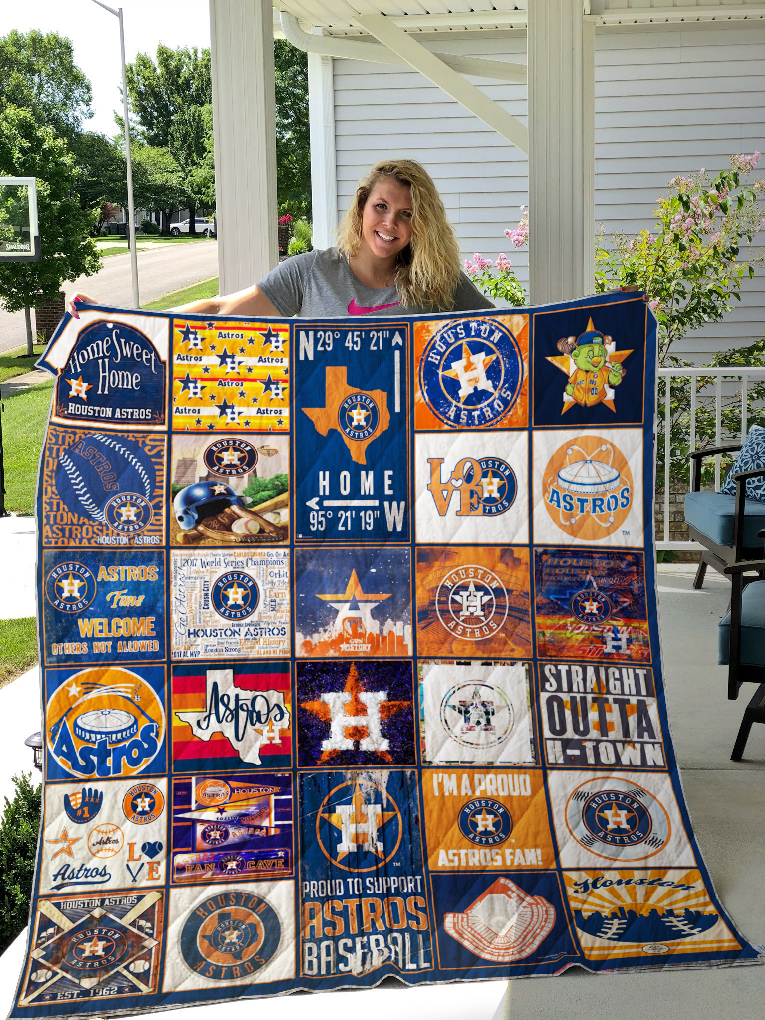 Houston Astros Quilt Blanket - Famjoys Houston Astros Quilt Blanket - Famjoys