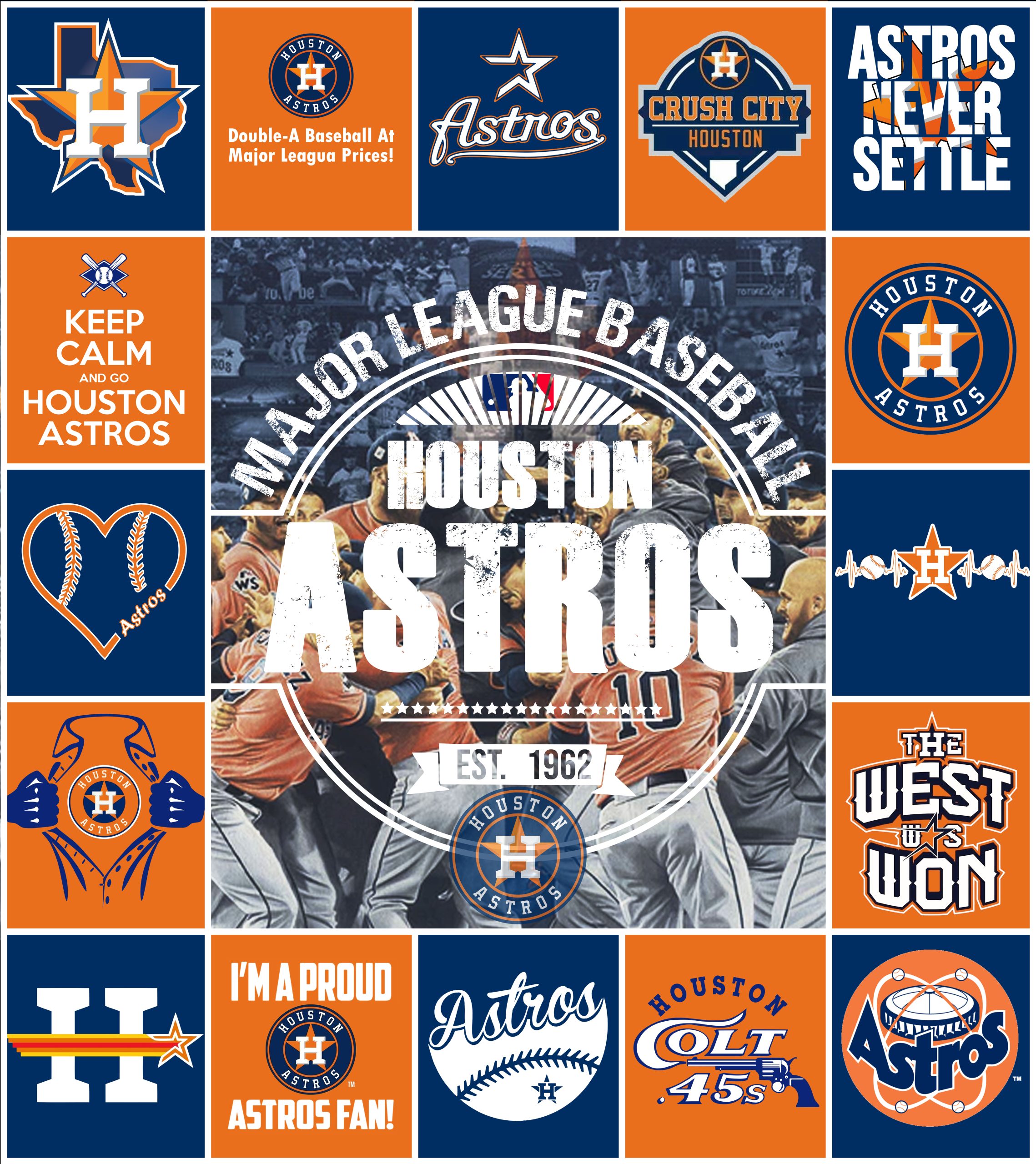 Houston Astros Quilt Blanket - Famjoys Houston Astros Quilt Blanket - Famjoys