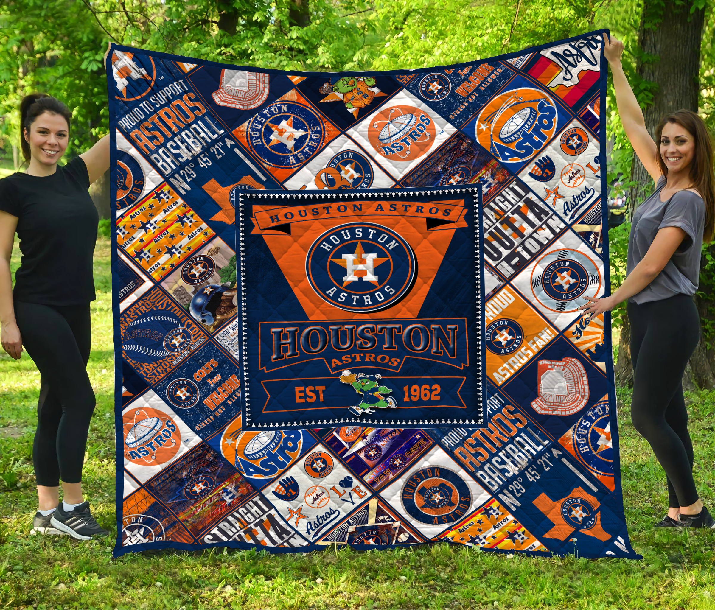Houston Astros Quilt Blanket - Famjoys Houston Astros Quilt Blanket - Famjoys