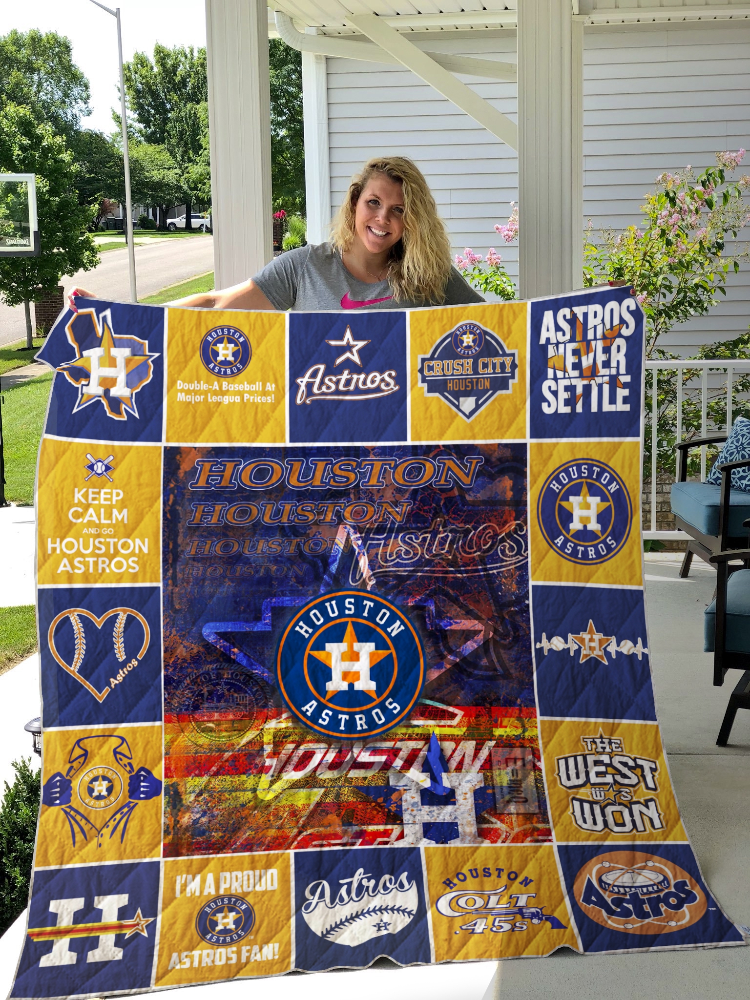 Houston Astros Quilt Blanket - Famjoys Houston Astros Quilt Blanket - Famjoys