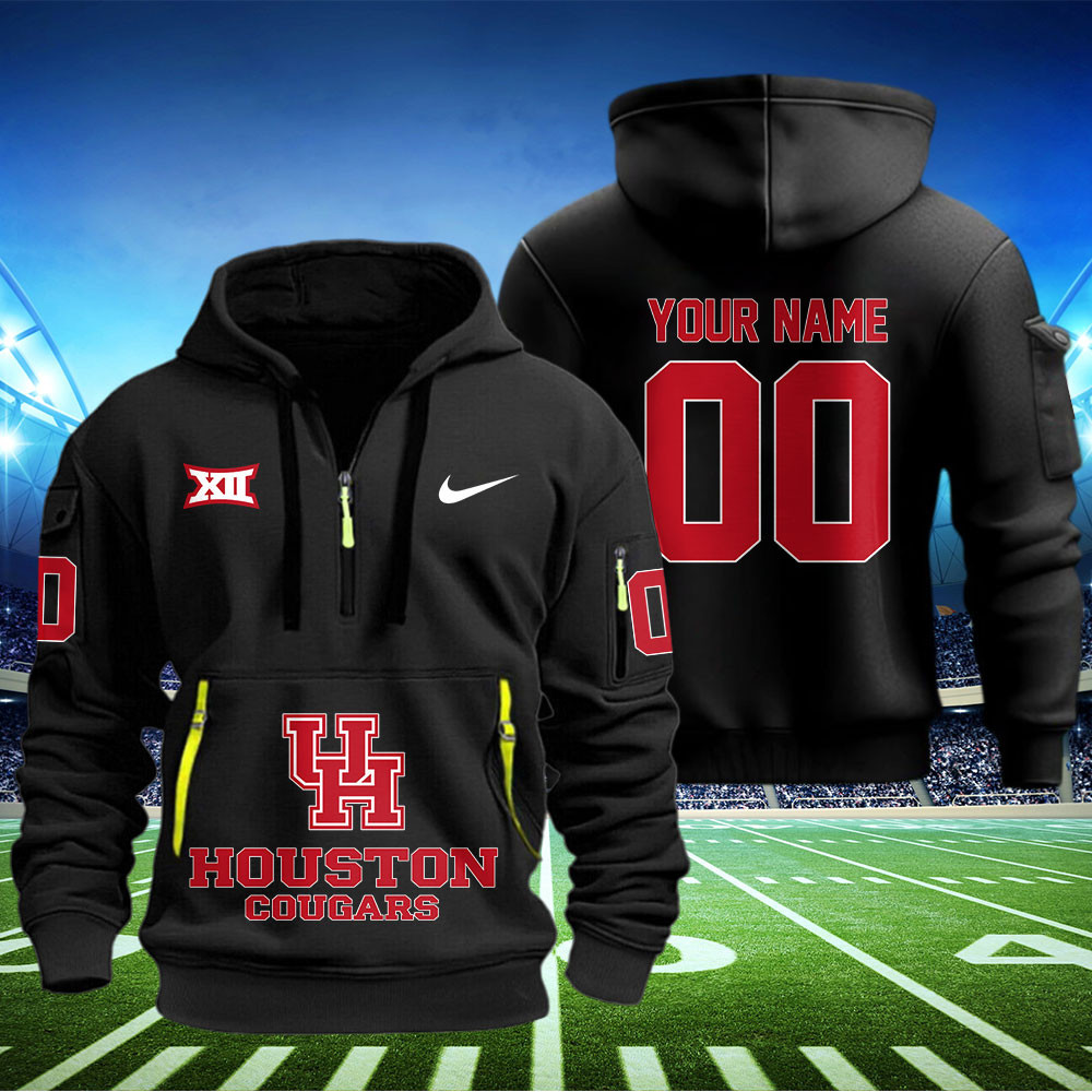 Houston Cougars Football Quarter Zip Hoodie - Famjoys Houston Cougars Football Quarter Zip Hoodie - Famjoys