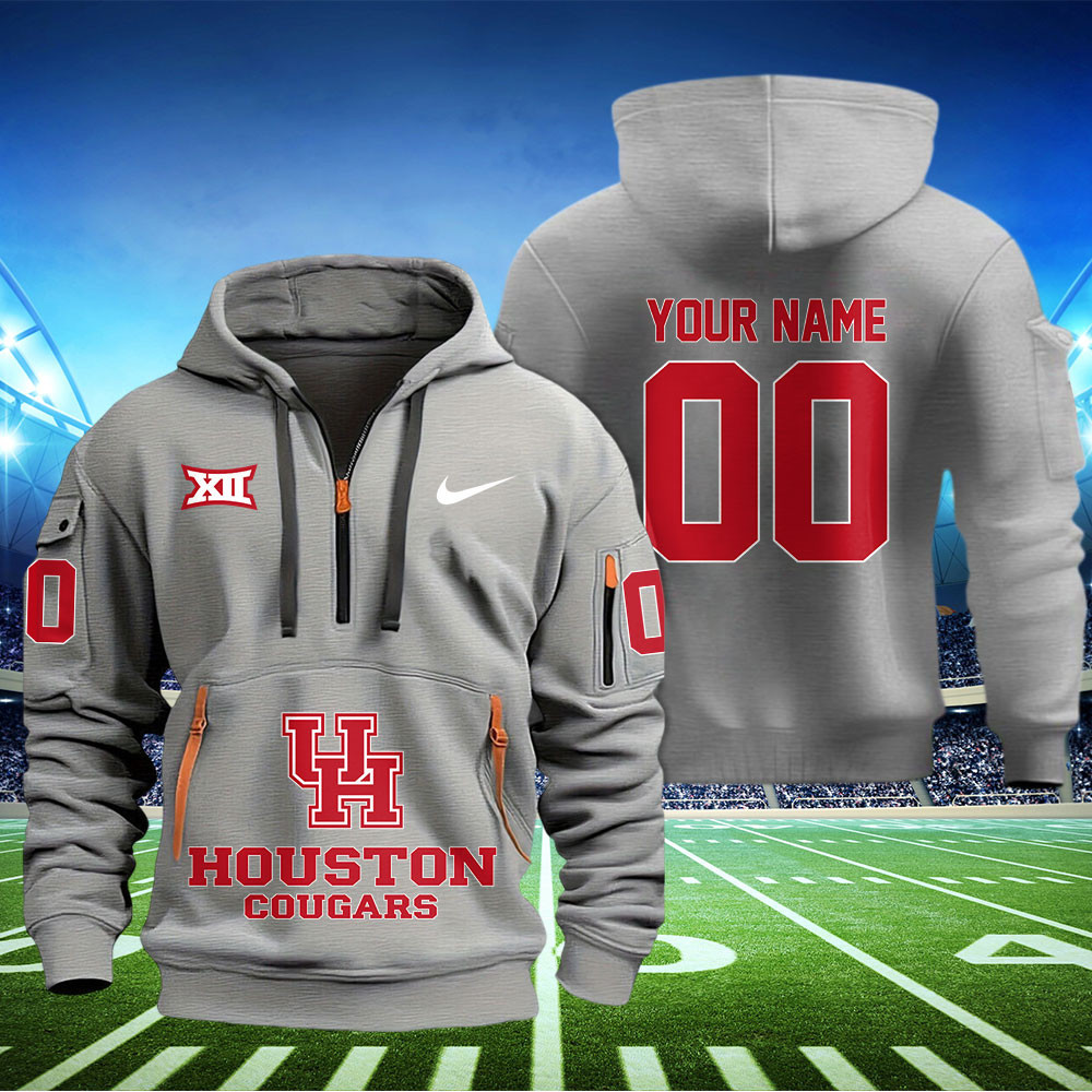Houston Cougars Football Quarter Zip Hoodie - Famjoys Houston Cougars Football Quarter Zip Hoodie - Famjoys