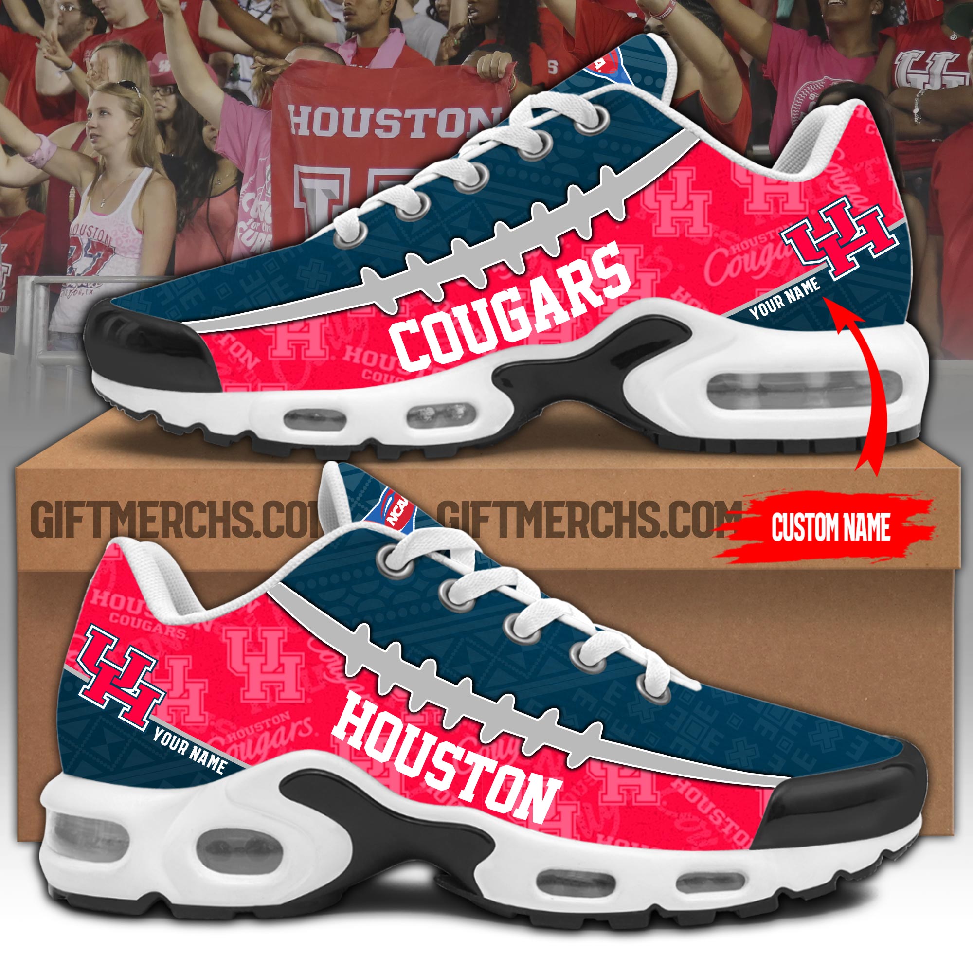 Houston Cougars Personalized Shoes - Famjoys Houston Cougars Personalized Shoes - Famjoys