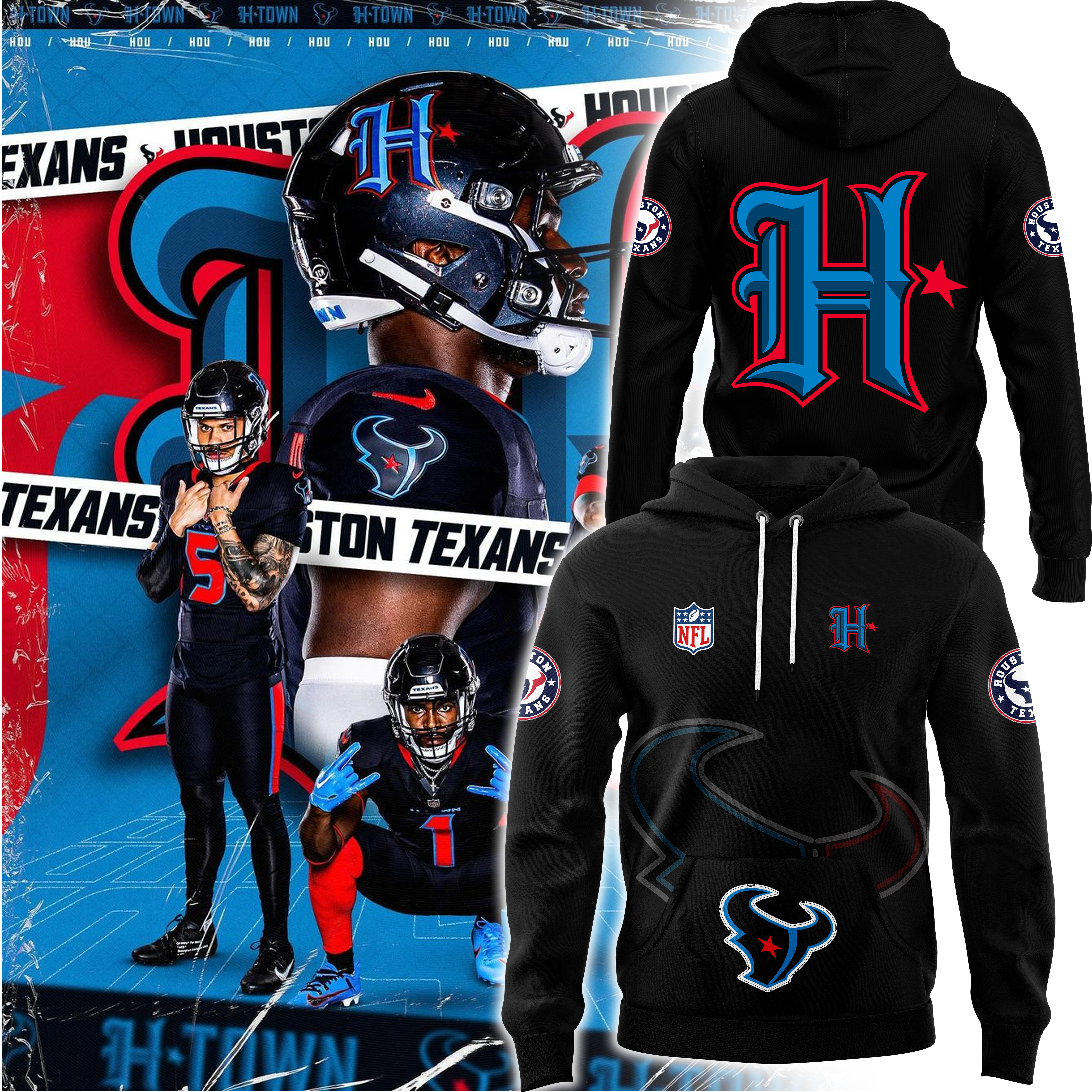 Houston Texans Alternate Helmet Pullover Hoodie - Famjoys Houston Texans Alternate Helmet Pullover Hoodie - Famjoys