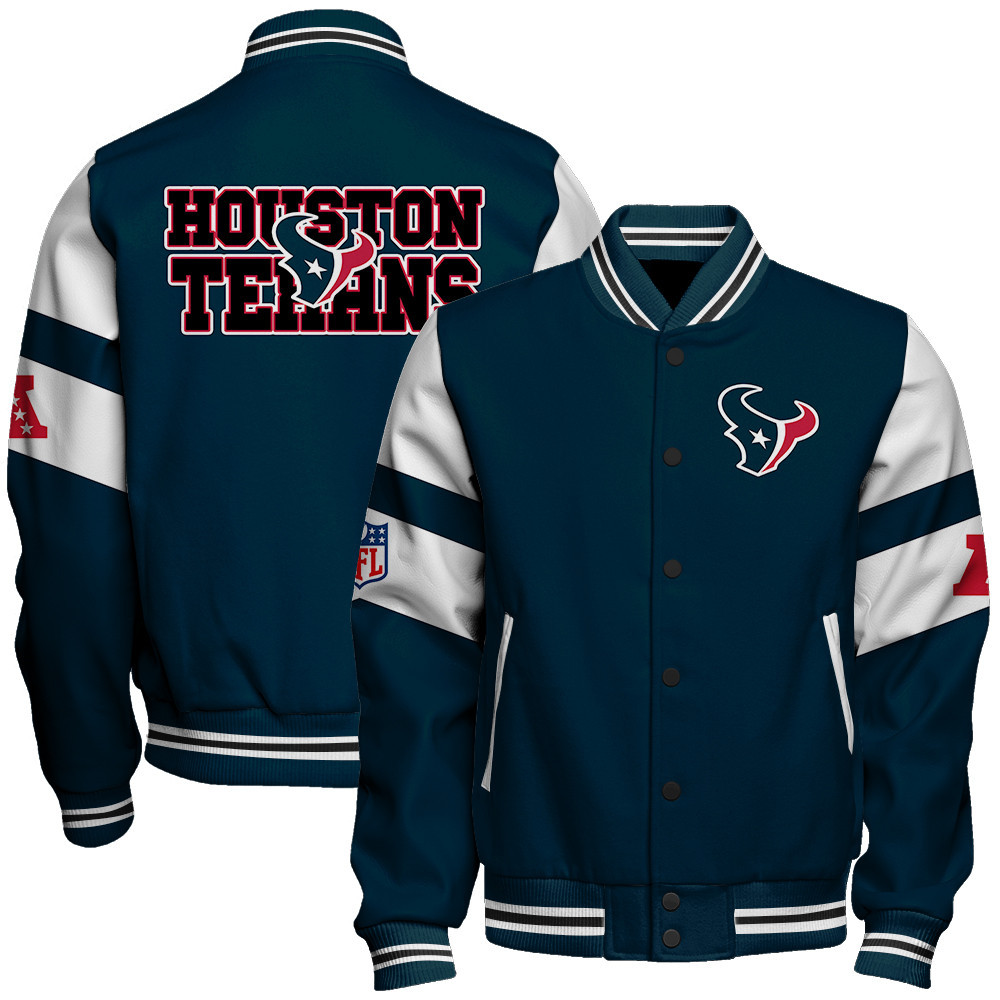 Houston Texans American Football Conference Unisex Varsity Jacket V11 - Famjoys Houston Texans American Football Conference Unisex Varsity Jacket V11 - Famjoys