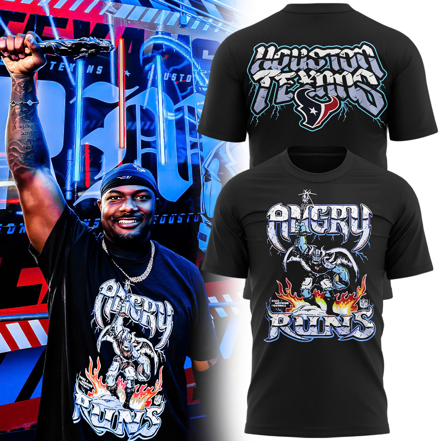 Houston Texans Angry Run Premium Tshirt - Famjoys Houston Texans Angry Run Premium Tshirt - Famjoys