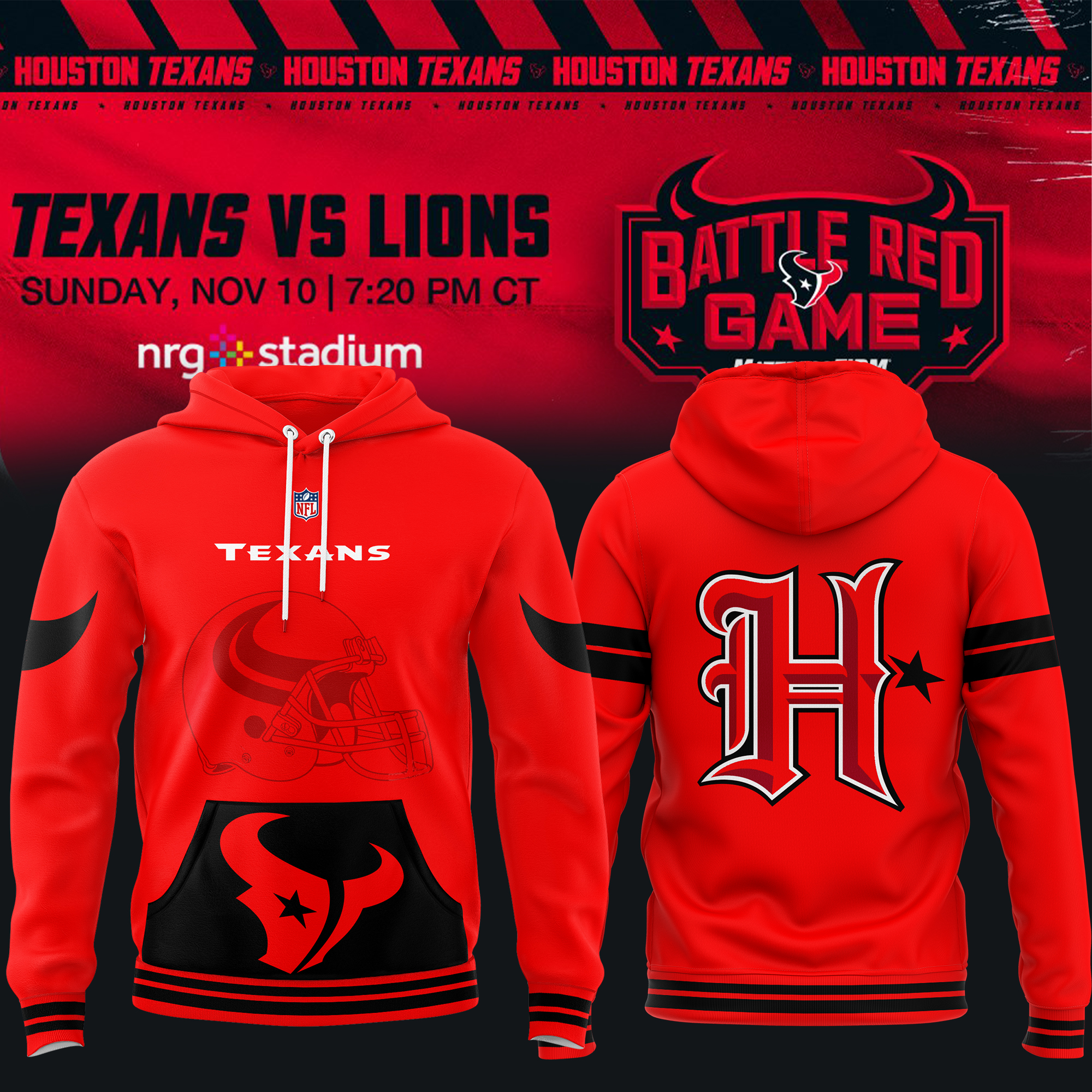 Houston Texans Battle Red Hoodie - Famjoys Houston Texans Battle Red Hoodie - Famjoys