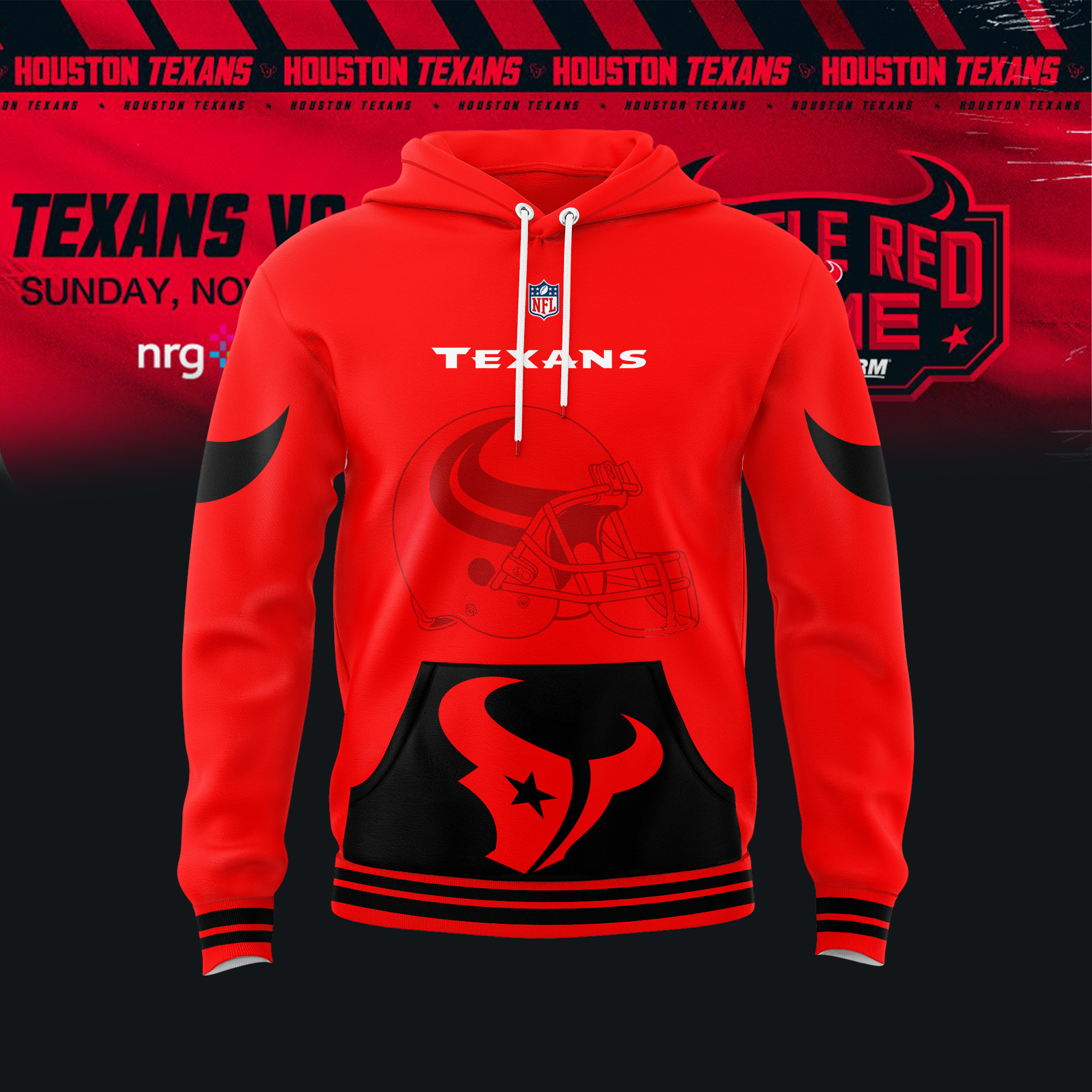 Houston Texans Battle Red Hoodie - Famjoys Houston Texans Battle Red Hoodie - Famjoys