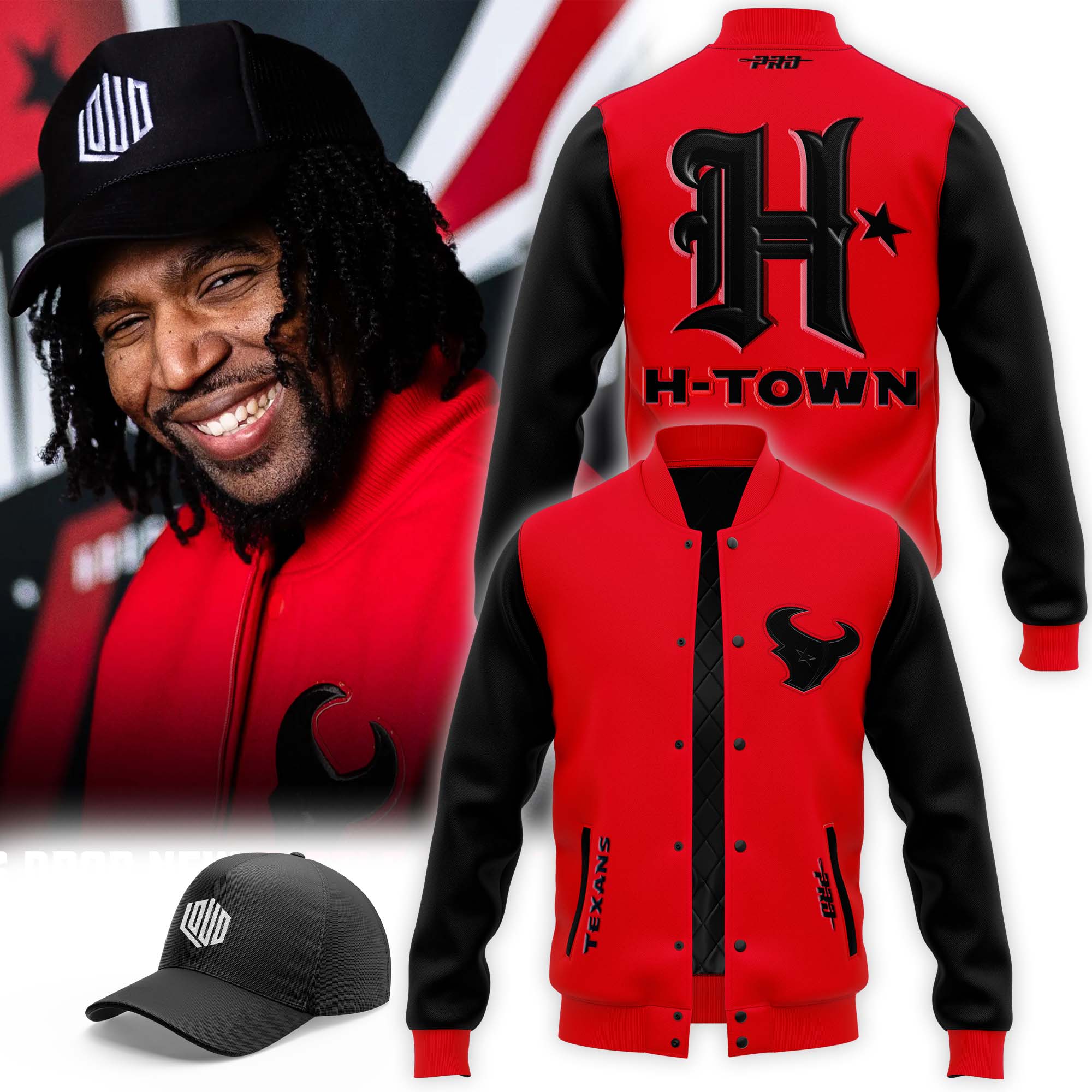 Houston Texans Battle Red Jacket - Famjoys Houston Texans Battle Red Jacket - Famjoys
