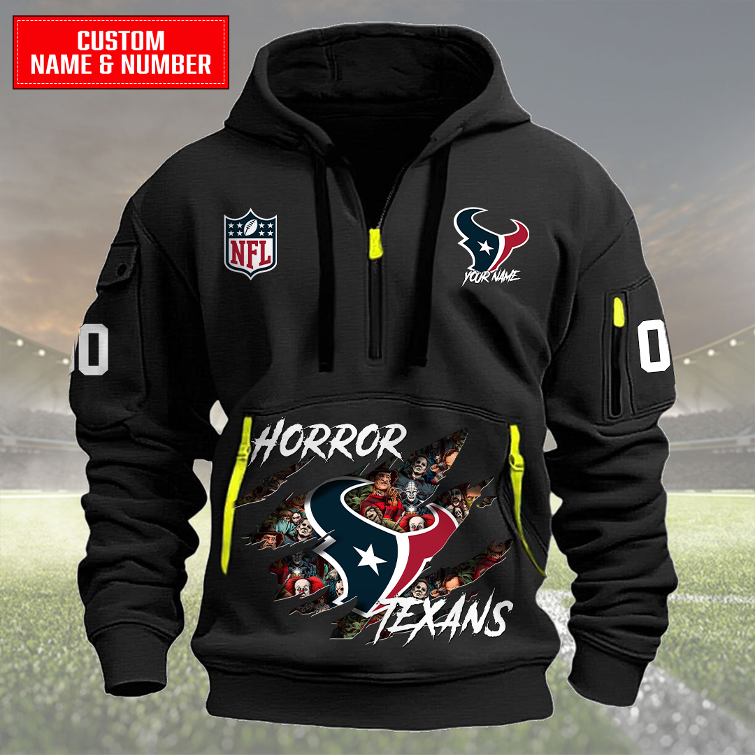 Houston Texans Halloween Horror Collection Personalize Quarter Zip Hoodie AZCAQZH000022 - Famjoys Houston Texans Halloween Horror Collection Personalize Quarter Zip Hoodie AZCAQZH000022 - Famjoys