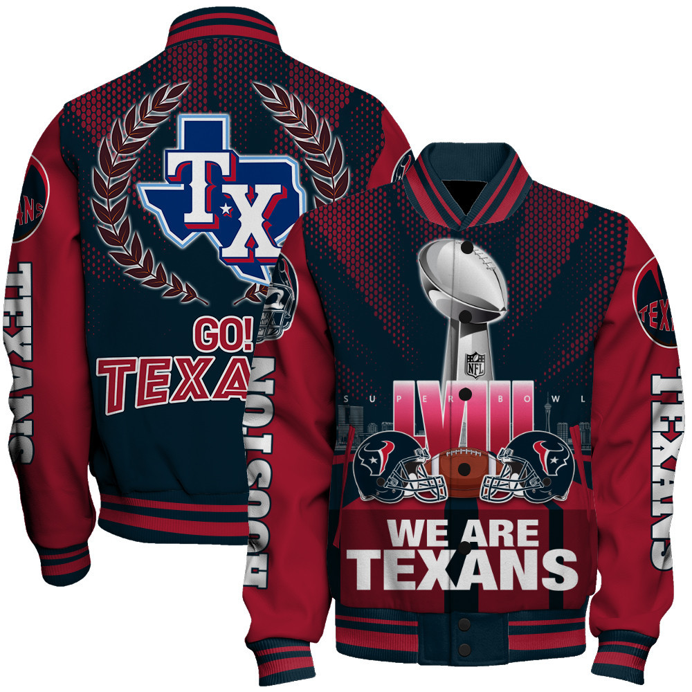 Houston Texans LVIII We Are Texans Varsity Jacket - Famjoys Houston Texans LVIII We Are Texans Varsity Jacket - Famjoys
