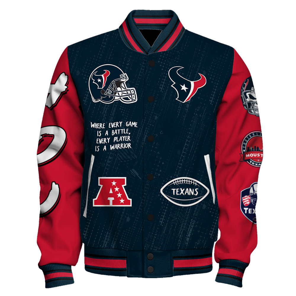 Houston Texans National Football League Conquer Every Field Unisex Varsity Jacket - Famjoys Houston Texans National Football League Conquer Every Field Unisex Varsity Jacket - Famjoys