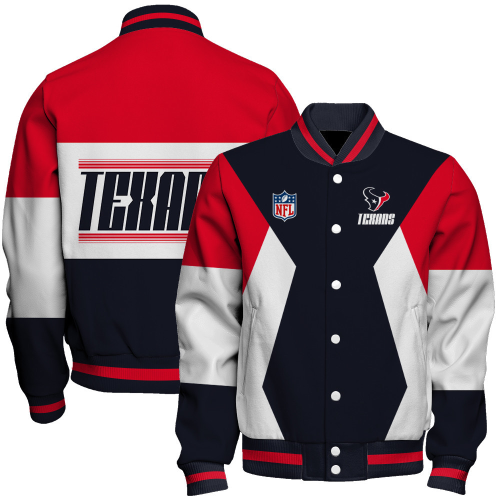 Houston Texans National Football League Unisex Varsity Jacket - Famjoys Houston Texans National Football League Unisex Varsity Jacket - Famjoys