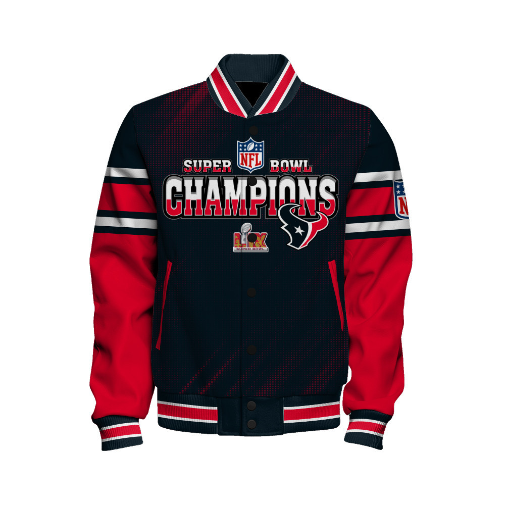 Houston Texans Super Bowl 2025 Champiosn Celebrate Greatness Varsity Jacket - Famjoys Houston Texans Super Bowl 2025 Champiosn Celebrate Greatness Varsity Jacket - Famjoys