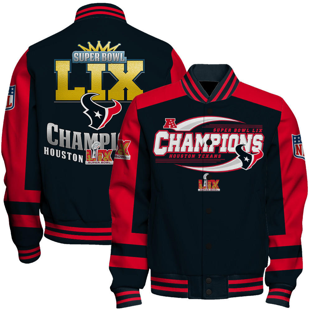 Houston Texans Super Bowl 2025 Victory A Champion's Choice Varsity Jacket - Famjoys Houston Texans Super Bowl 2025 Victory A Champion's Choice Varsity Jacket - Famjoys