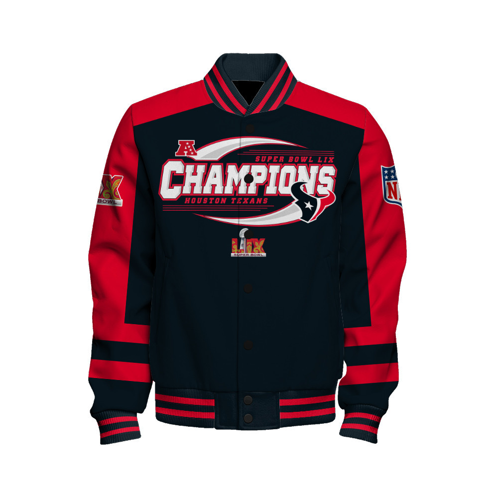 Houston Texans Super Bowl 2025 Victory A Champion's Choice Varsity Jacket - Famjoys Houston Texans Super Bowl 2025 Victory A Champion's Choice Varsity Jacket - Famjoys