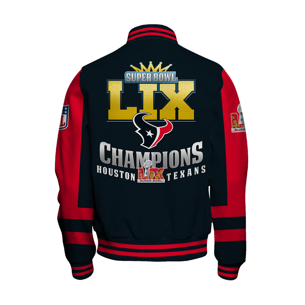 Houston Texans Super Bowl 2025 Victory A Champion's Choice Varsity Jacket - Famjoys Houston Texans Super Bowl 2025 Victory A Champion's Choice Varsity Jacket - Famjoys