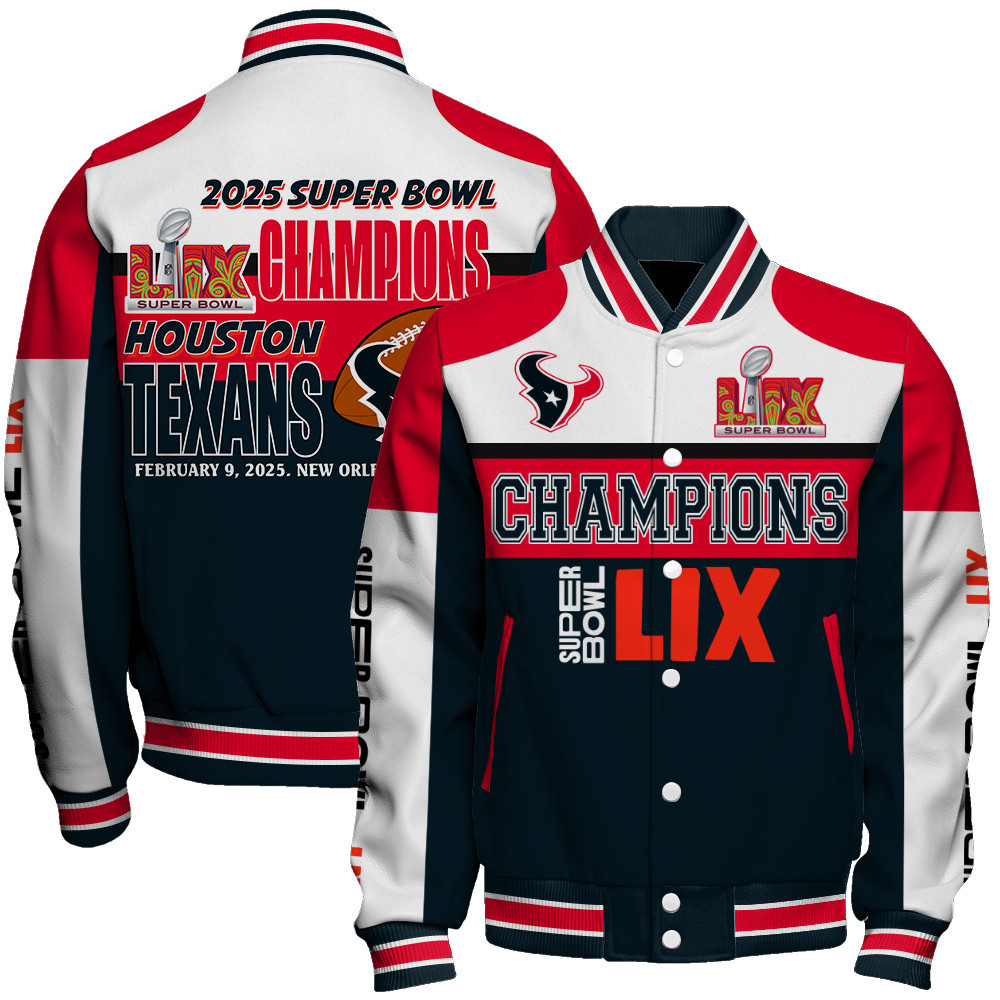 Houston Texans Super Bowl LIX 2025 Winning Spirit Varsity Jacket - Famjoys Houston Texans Super Bowl LIX 2025 Winning Spirit Varsity Jacket - Famjoys