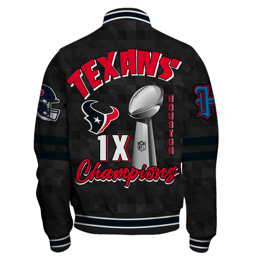 Houston Texans Super Bowl LIX Champions History Is Being Made Varsity Jacket - Famjoys Houston Texans Super Bowl LIX Champions History Is Being Made Varsity Jacket - Famjoys