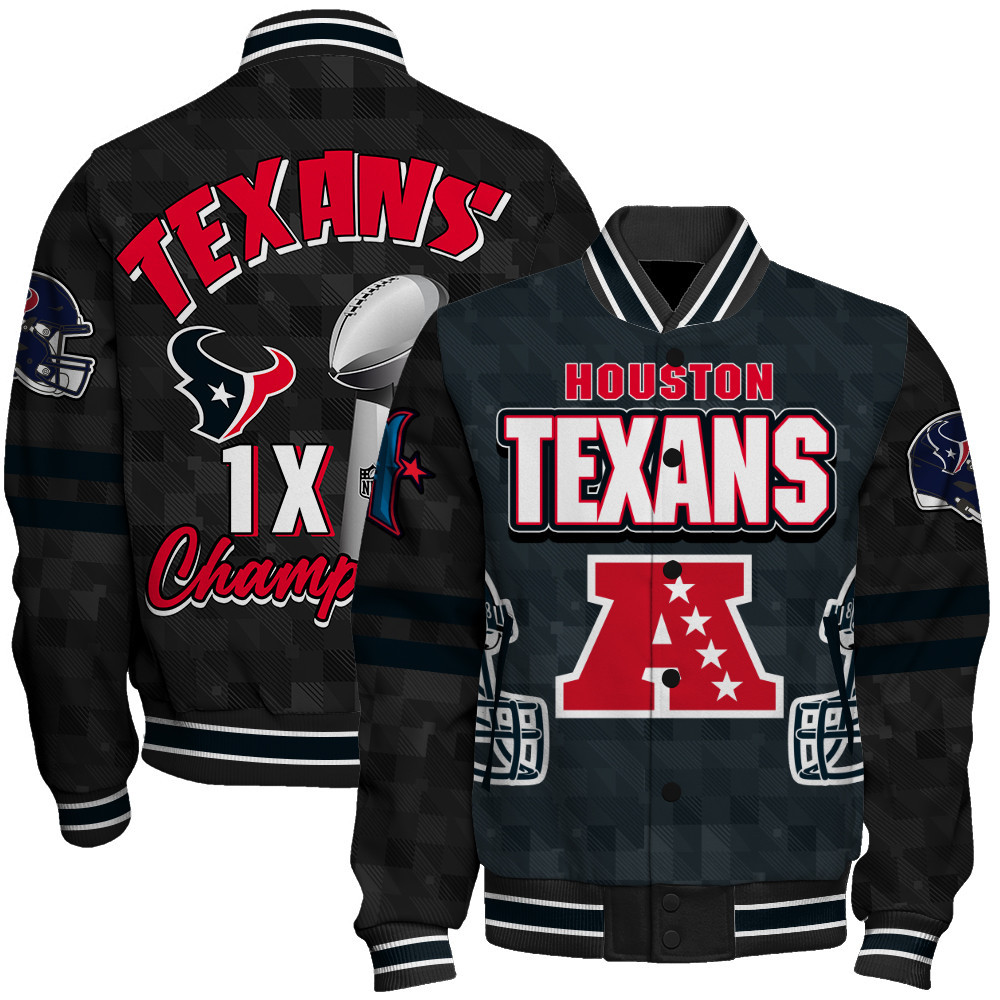 Houston Texans Super Bowl LIX Champions History Is Being Made Varsity Jacket - Famjoys Houston Texans Super Bowl LIX Champions History Is Being Made Varsity Jacket - Famjoys