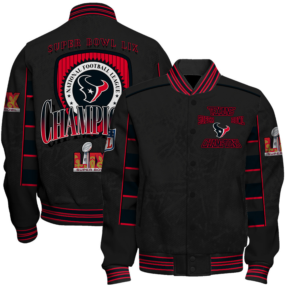 Houston Texans Super Bowl LIX Champion's Style Varsity Jacket - Famjoys Houston Texans Super Bowl LIX Champion's Style Varsity Jacket - Famjoys