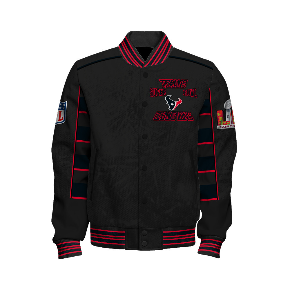 Houston Texans Super Bowl LIX Champion's Style Varsity Jacket - Famjoys Houston Texans Super Bowl LIX Champion's Style Varsity Jacket - Famjoys