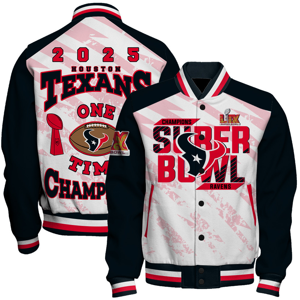 Houston Texans Super Bowl LIX Champions The King Of The Field Varsity Jacket - Famjoys Houston Texans Super Bowl LIX Champions The King Of The Field Varsity Jacket - Famjoys