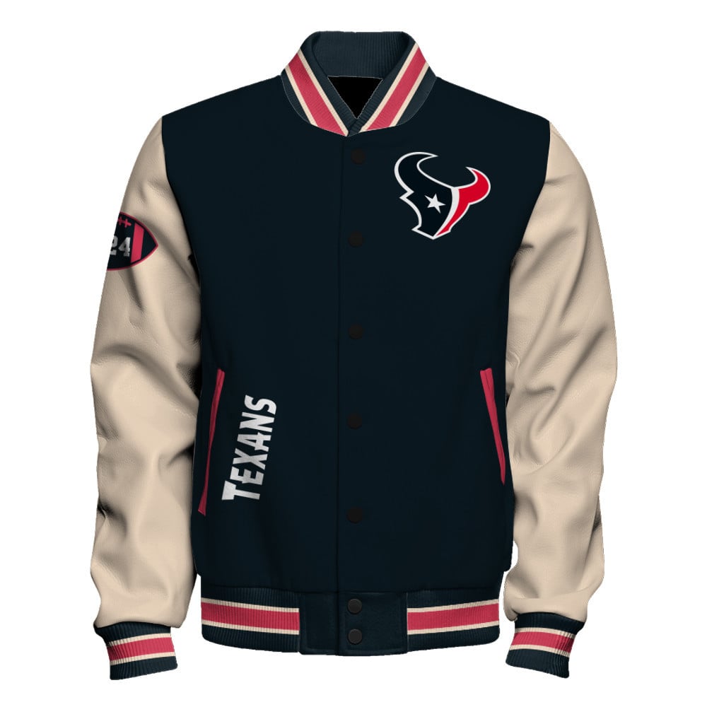 Houston Texans Super Bowl LIX Champions Where Champions Are Made Varsity Jacket - Famjoys Houston Texans Super Bowl LIX Champions Where Champions Are Made Varsity Jacket - Famjoys