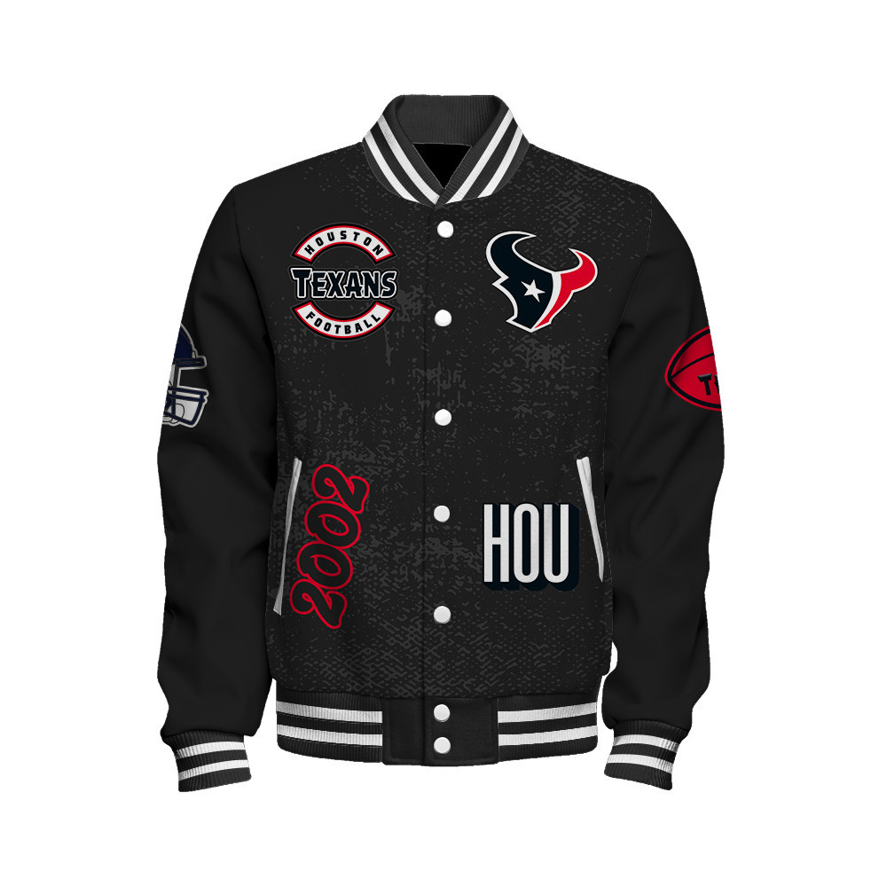 Houston Texans Super Bowl LIX Champions Winning Spirit Varsity Jacket - Famjoys Houston Texans Super Bowl LIX Champions Winning Spirit Varsity Jacket - Famjoys