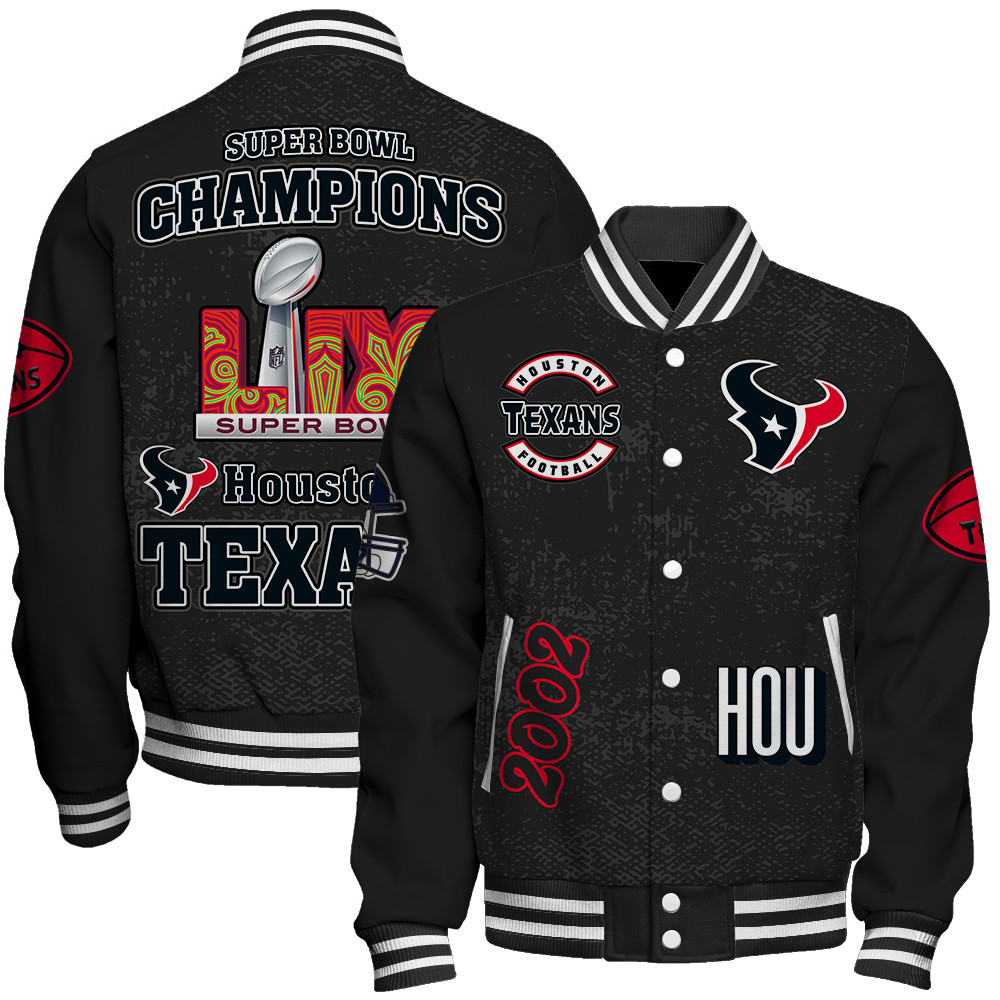 Houston Texans Super Bowl LIX Champions Winning Spirit Varsity Jacket - Famjoys Houston Texans Super Bowl LIX Champions Winning Spirit Varsity Jacket - Famjoys