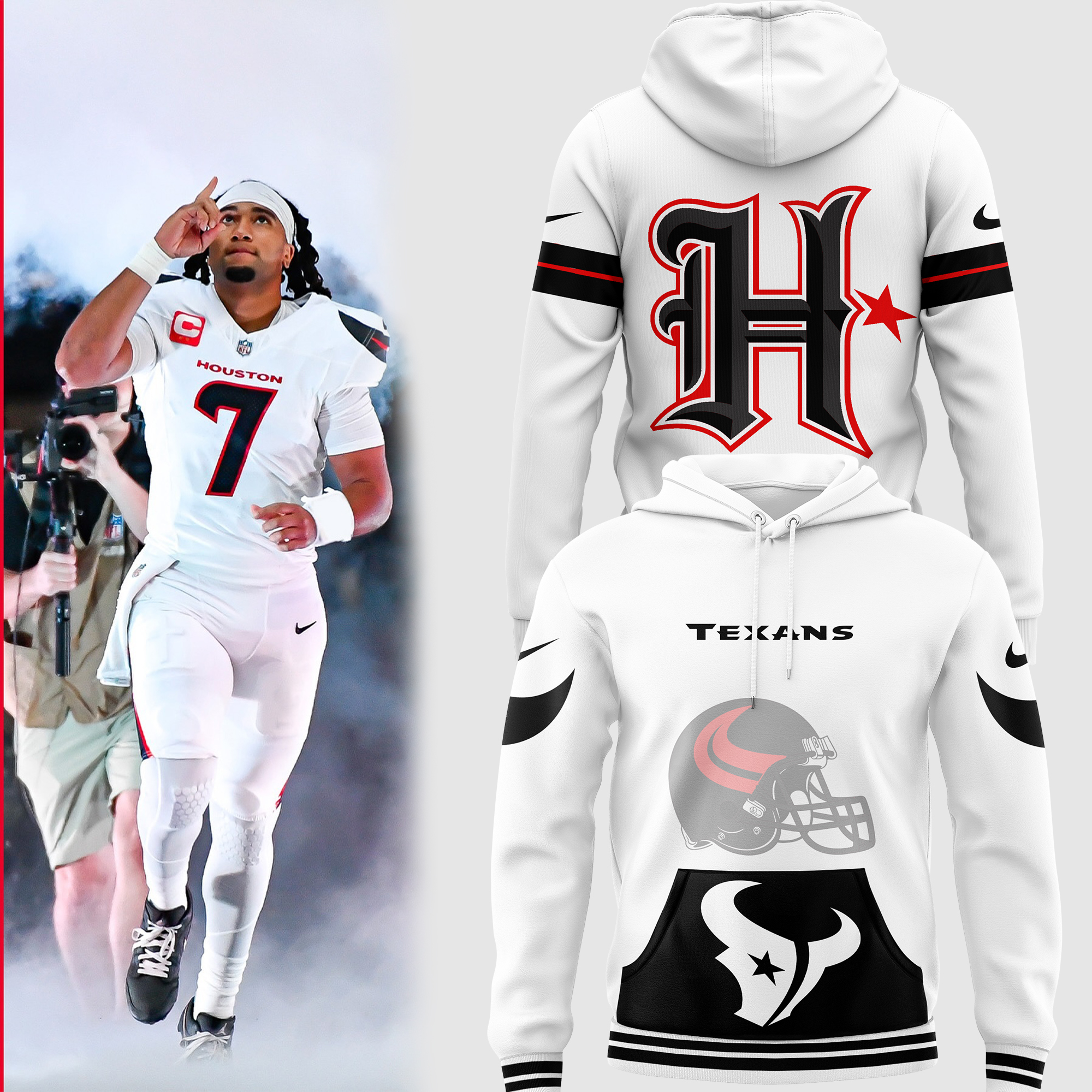 Houston Texans White Hoodie - Famjoys Houston Texans White Hoodie - Famjoys