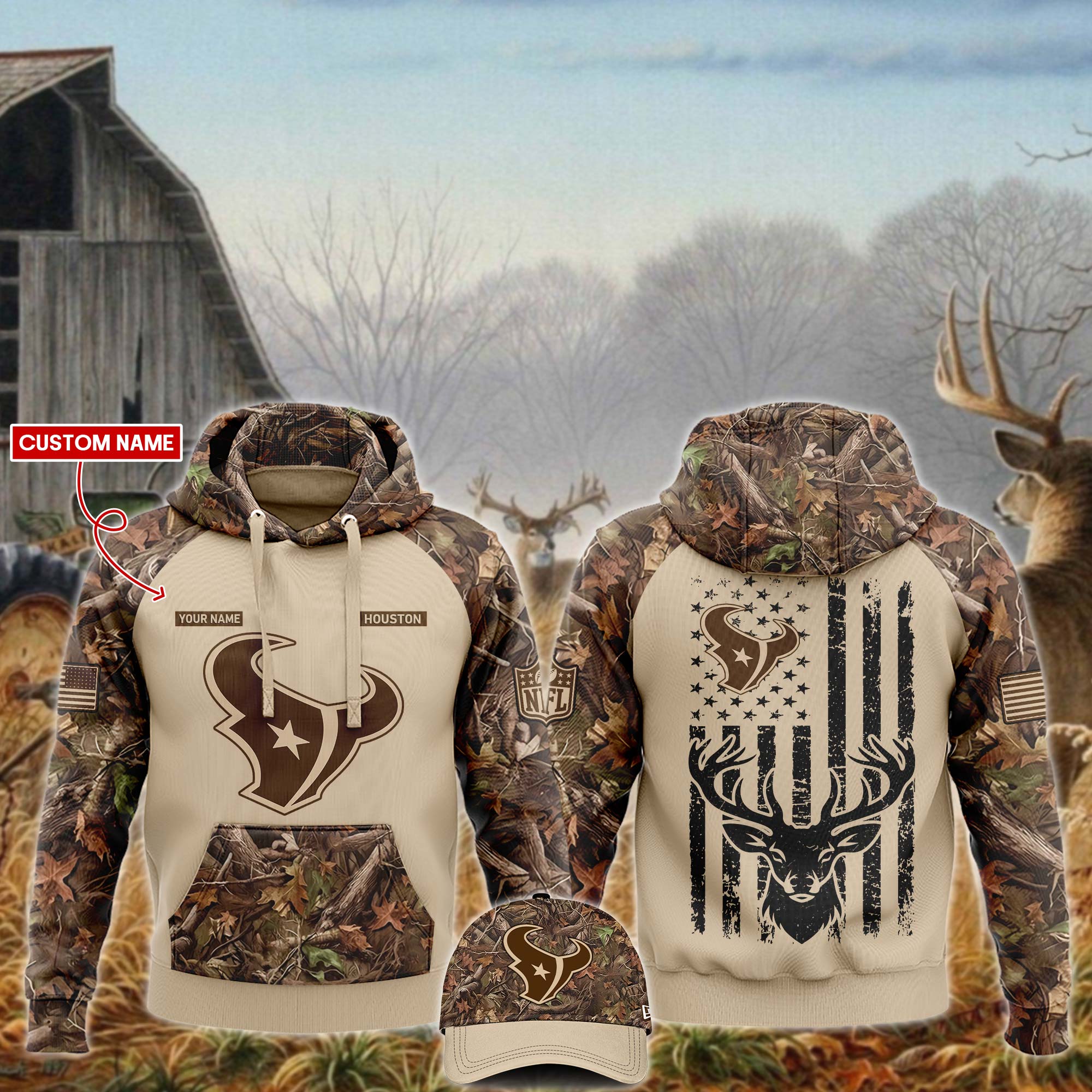 Houston Texans x Hunting Hoodie - Famjoys Houston Texans x Hunting Hoodie - Famjoys