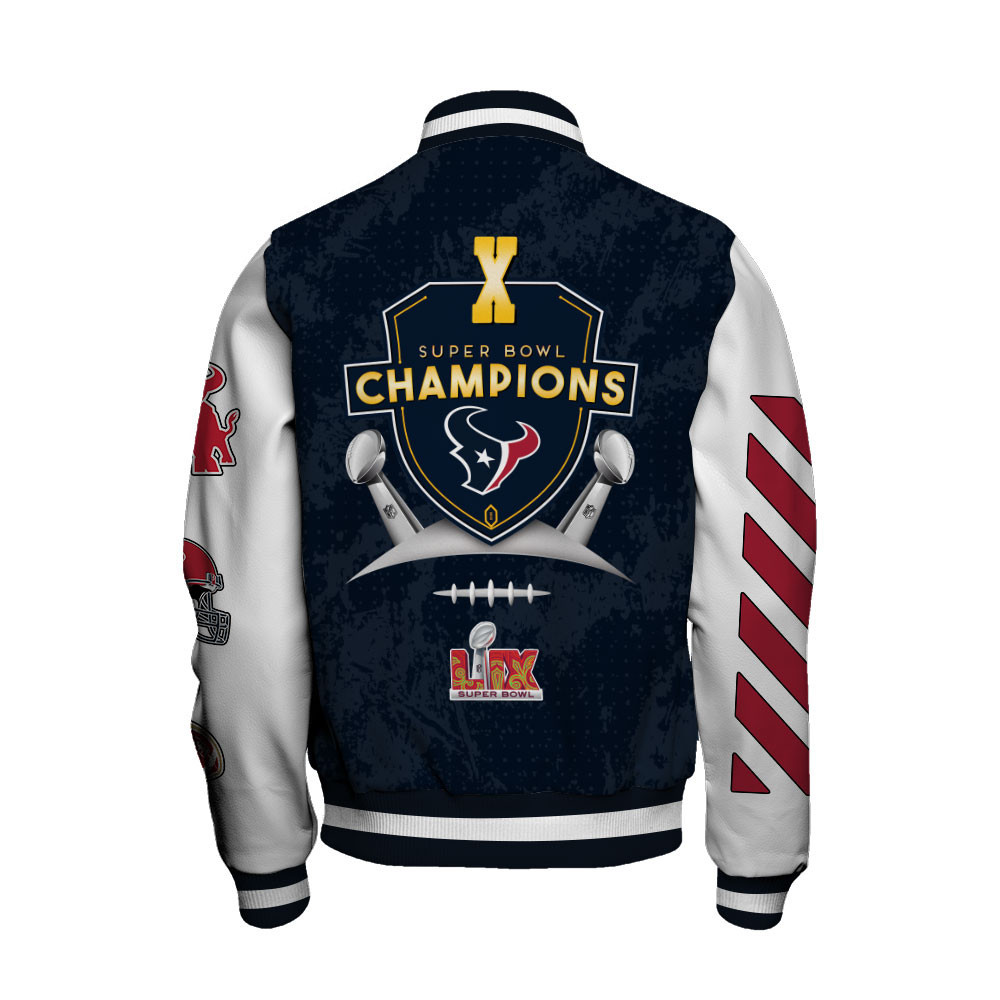 Houston Texans X Super Bowl LIX Champions Winning Spirit Varsity Jacket - Famjoys Houston Texans X Super Bowl LIX Champions Winning Spirit Varsity Jacket - Famjoys