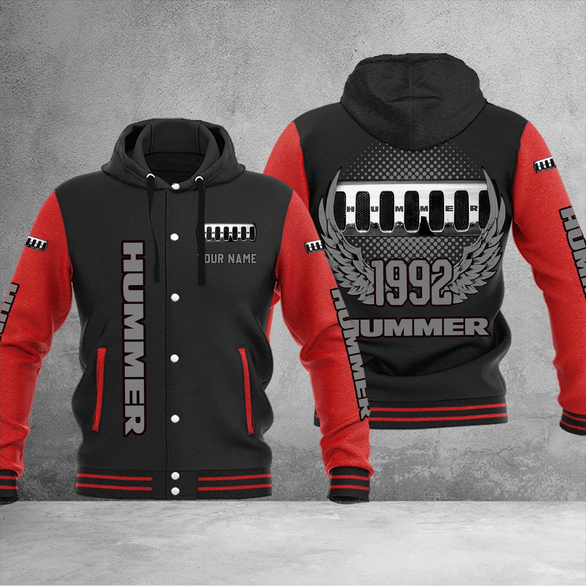Hummer DMHJ1047 Baseball Jacket Multicolor - Famjoys Hummer DMHJ1047 Baseball Jacket Multicolor - Famjoys
