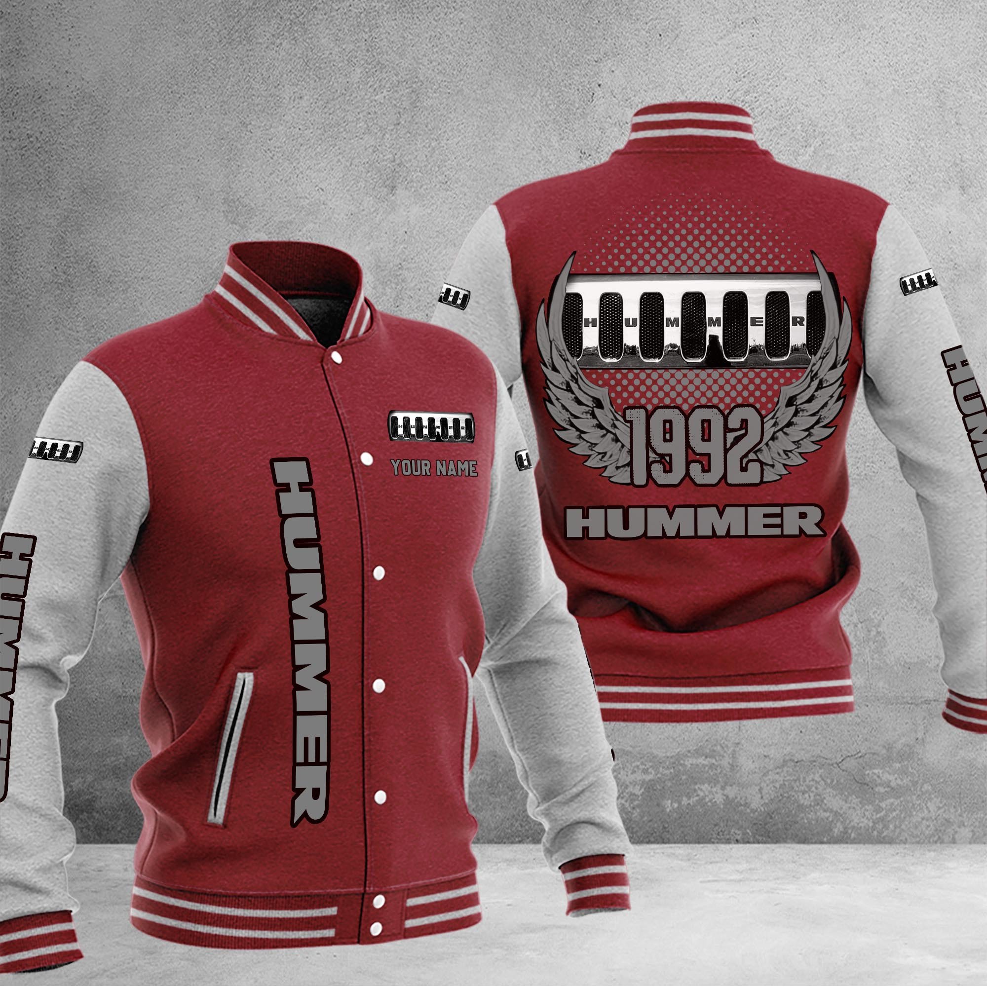 Hummer DMHJ1047 Baseball Jacket Multicolor - Famjoys Hummer DMHJ1047 Baseball Jacket Multicolor - Famjoys