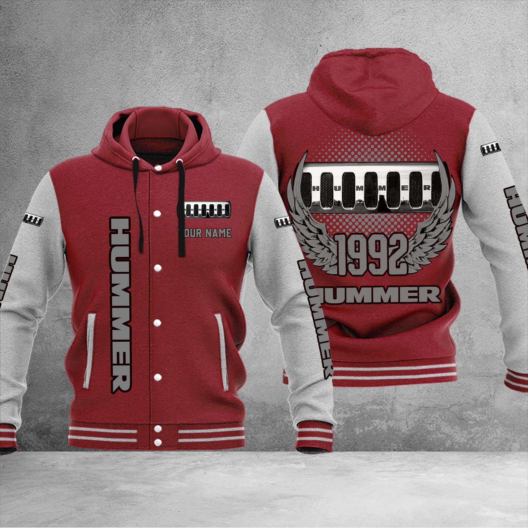 Hummer DMHJ1047 Baseball Jacket Multicolor - Famjoys Hummer DMHJ1047 Baseball Jacket Multicolor - Famjoys