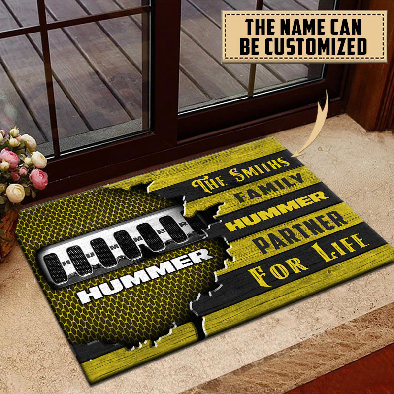 Hummer Doormat Custom Name, Multicolor - Famjoys Hummer Doormat Custom Name, Multicolor - Famjoys