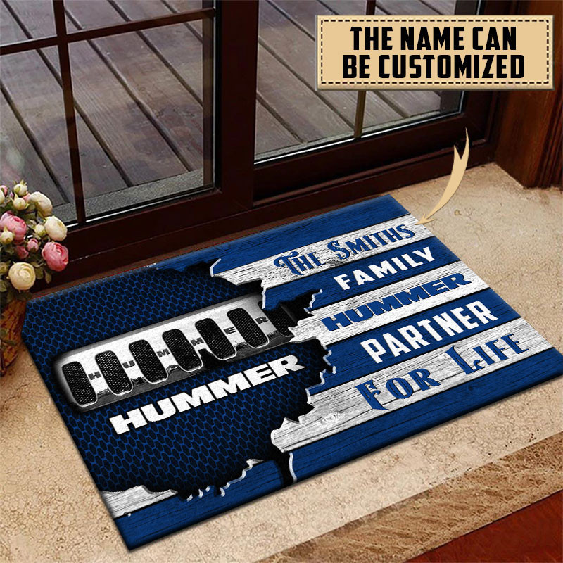 Hummer Doormat Custom Name, Multicolor - Famjoys Hummer Doormat Custom Name, Multicolor - Famjoys