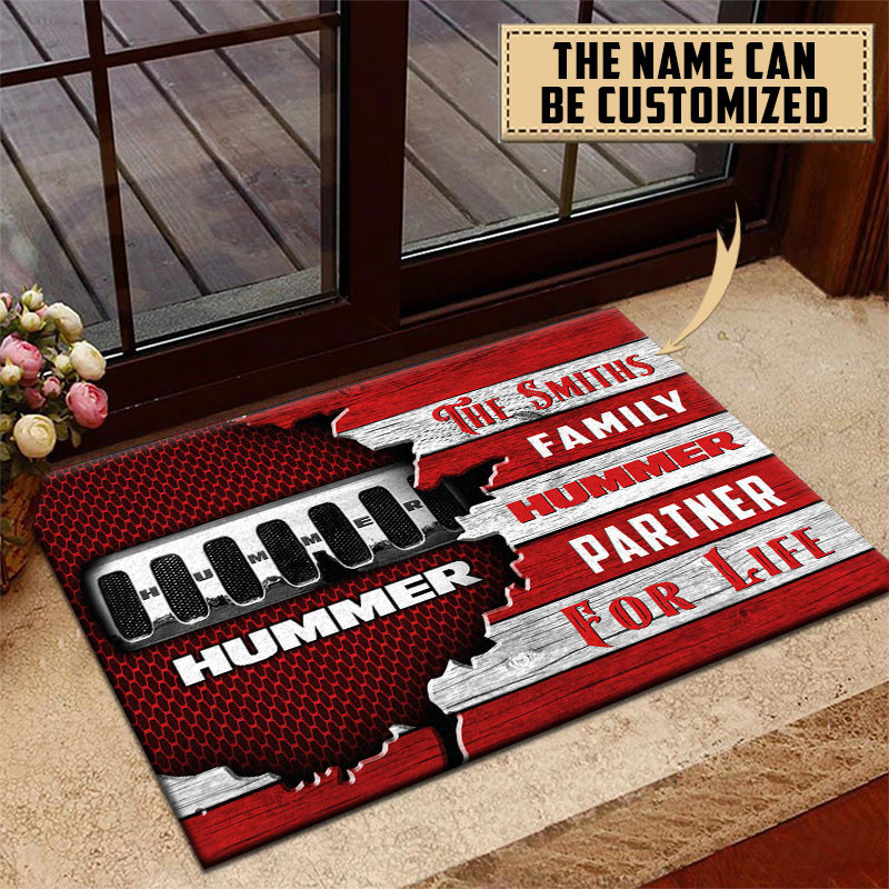 Hummer Doormat Custom Name, Multicolor - Famjoys Hummer Doormat Custom Name, Multicolor - Famjoys