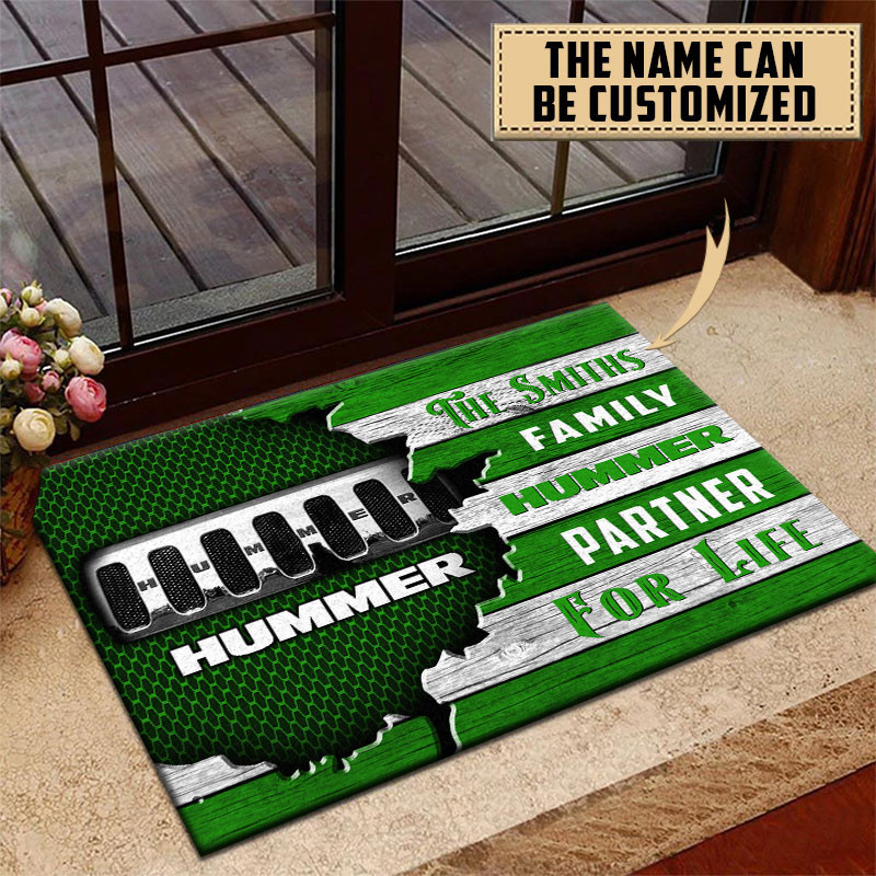 Hummer Doormat Custom Name, Multicolor - Famjoys Hummer Doormat Custom Name, Multicolor - Famjoys