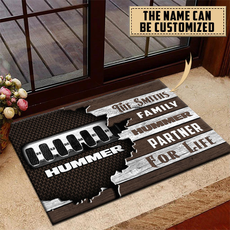 Hummer Doormat Custom Name, Multicolor - Famjoys Hummer Doormat Custom Name, Multicolor - Famjoys