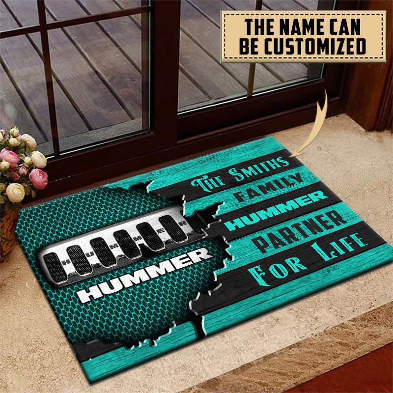 Hummer Doormat Custom Name, Multicolor - Famjoys Hummer Doormat Custom Name, Multicolor - Famjoys