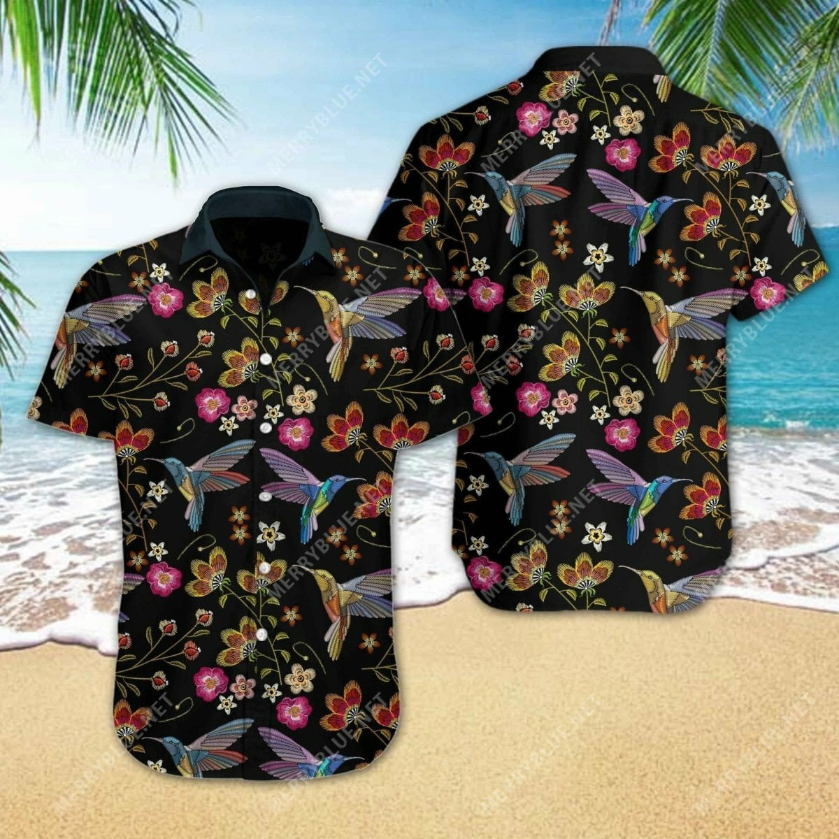 Hummingbird Embroidery Hawaiian Shirt - Famjoys Hummingbird Embroidery Hawaiian Shirt - Famjoys