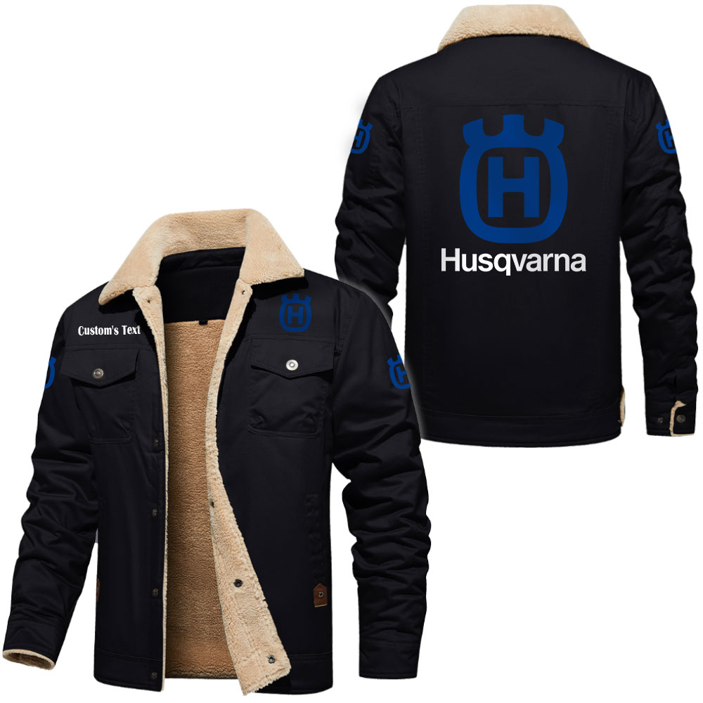 Husqvarna Cargo Fleece Lined Cotton Jacket Multicolor, vintage style, customize name 