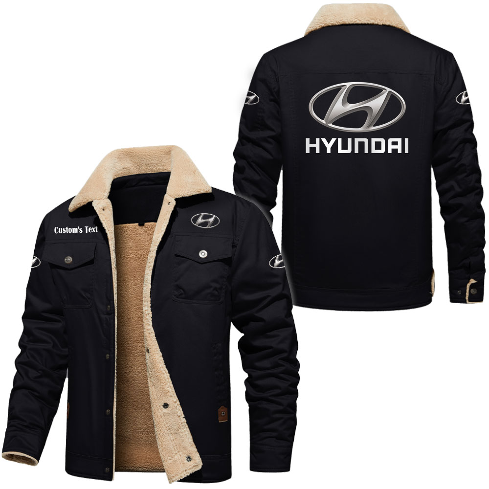 Hyundai Cargo Fleece Lined Cotton Jacket Multicolor, vintage style, customize name 