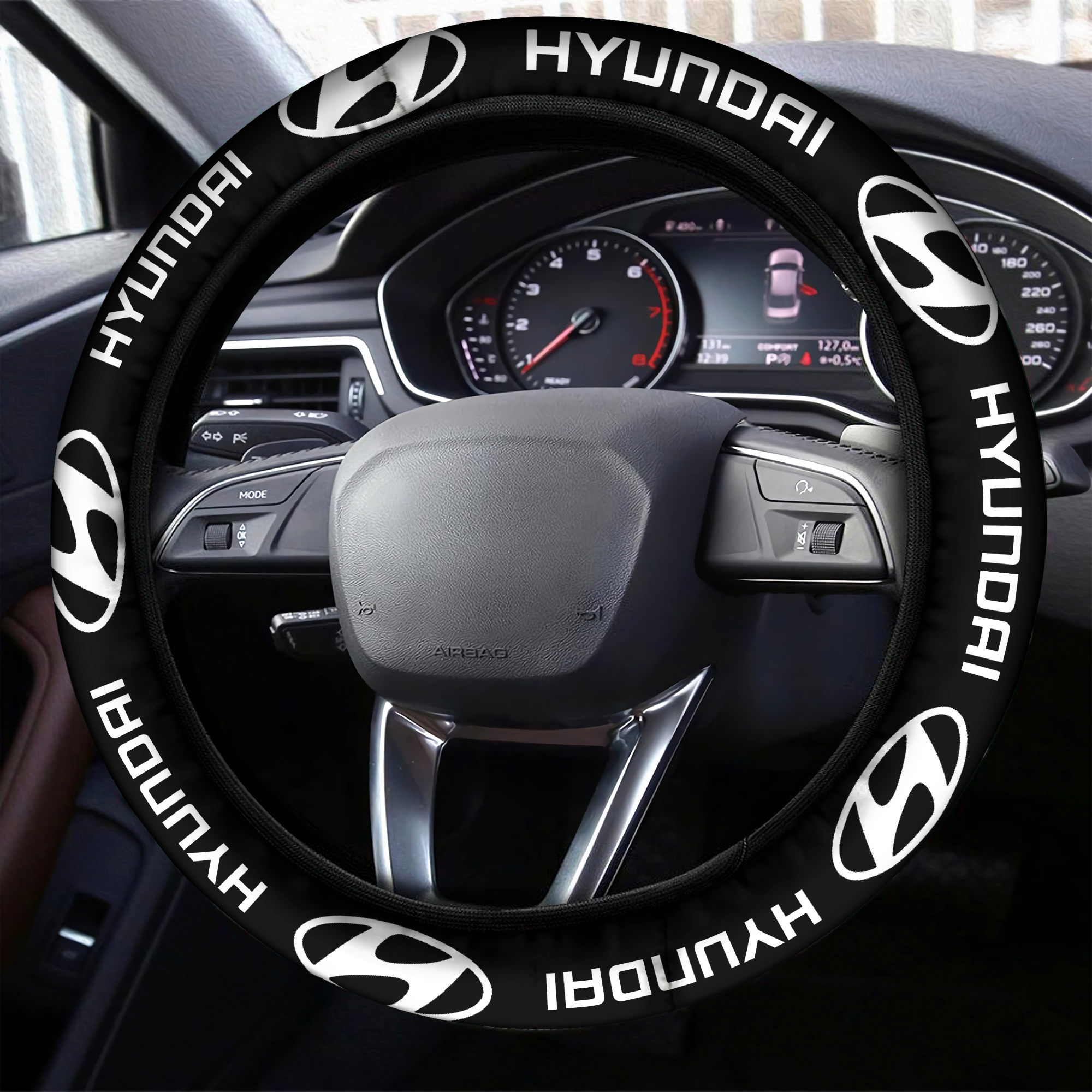 HYUNDAI Steering Wheel Cover Black V1 - Famjoys HYUNDAI Steering Wheel Cover Black V1 - Famjoys